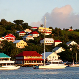 Caribbean Holidays, Cheap November Grenada, A peaceful view of colourful St George's harbour in Grenada, with hillside houses, small boats and warm late-afternoon light