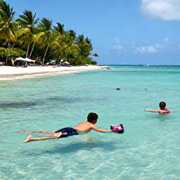 Caribbean Holidays, Cheap November Grenada, Visitors swimming and snorkelling in clear water beside Grand Anse Beach, with colourful fish, palm-fringed sand and a relaxed Caribbean atmosphere
