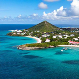 Caribbean Holidays, Cheap November Holidays, A bright aerial view of Saint Martin and Sint Maarten, showing turquoise Caribbean water, sandy beaches and the green island coastline in warm November sunshine