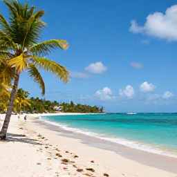 Caribbean Holidays, Cheap November Holidays, A relaxed beach in Guadeloupe in November, with turquoise water, palm trees and a few holidaymakers enjoying the sunshine