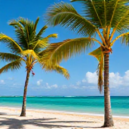 Caribbean Holidays, Cheap November Holidays, A sunny Dominican Republic beach in November with palm trees, turquoise sea and a relaxed holiday atmosphere