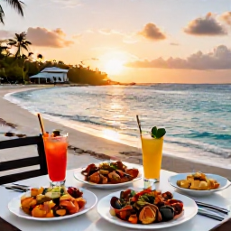 Caribbean Holidays, Cheap November Holidays, A welcoming Caribbean beach restaurant serving fresh seafood and colourful drinks beside the sea at sunset on Saint Martin and Sint Maarten