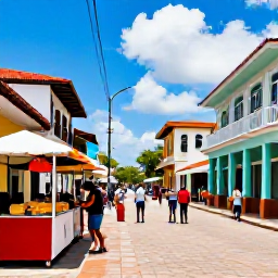 Caribbean Holidays, Cheap November Holidays, Colourful Port of Spain street scene with local food stalls, historic buildings and visitors enjoying Trinidadian culture