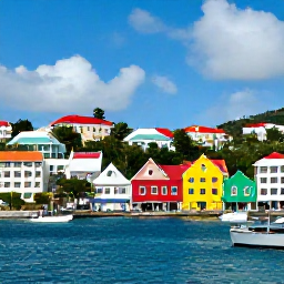 Caribbean Holidays, Cheap November Holidays, Colourful waterfront buildings and small boats around Charlotte Amalie harbour on St Thomas, United States Virgin Islands