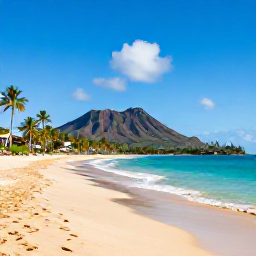 Caribbean Holidays, Cheap November Holidays, Quiet golden beach on Nevis with turquoise Caribbean water, palm trees and the volcanic peak of Nevis in the background