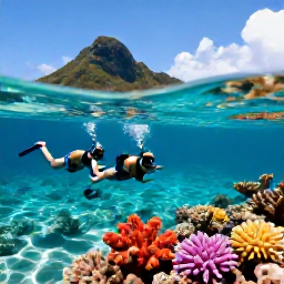 Caribbean Holidays, Cheap November Holidays, Travellers snorkelling in clear shallow water beside a bright coral reef in the United States Virgin Islands