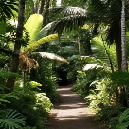 Caribbean Holidays, Cheap November, Lush Dominica rainforest with a peaceful walking trail, tropical foliage and soft November sunlight