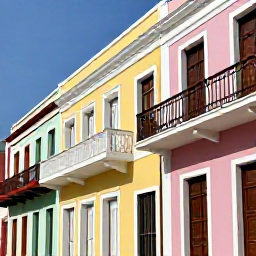 Caribbean Holidays, Cheap November Puerto Rico, Colourful streets of Old San Juan, Puerto Rico, with pastel colonial buildings, balconies and warm November sunshine