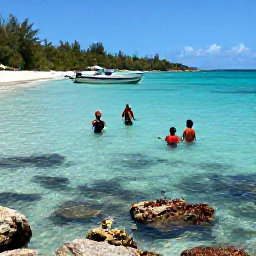Caribbean Holidays, Cheap October BVI, Travellers snorkelling in clear shallow water beside a quiet British Virgin Islands beach, with colourful fish, coral and a small boat nearby