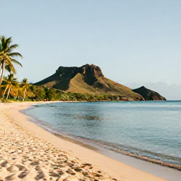 Caribbean Holidays, Cheap October Holidays, A relaxed October beach scene on Saint Kitts with calm turquoise water, volcanic hills, and a few palm trees under soft tropical sunshine