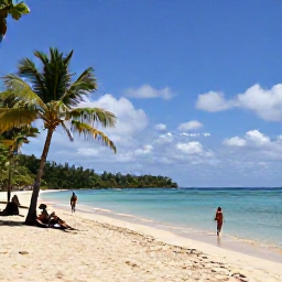 Caribbean Holidays, Cheap October Holidays, A sunny Saint Lucia beach in October with calm turquoise water, palm trees and a few relaxed travellers