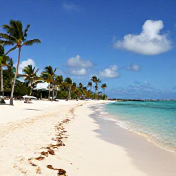 Caribbean Holidays, Cheap October Holidays, Wide sandy beach in Punta Cana, Dominican Republic, with calm turquoise water, palm trees and a relaxed October holiday atmosphere