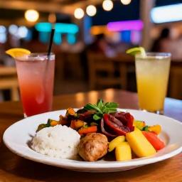 Caribbean Holidays, Cheap Puerto Rico Holidays, Outdoor Puerto Rican restaurant serving colourful local dishes and refreshing drinks in a friendly evening setting