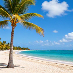 Caribbean Holidays, Cheap Puerto Rico Holidays, Sunny Puerto Rico coastline with palm trees, clear Caribbean water and a relaxed beach atmosphere in August