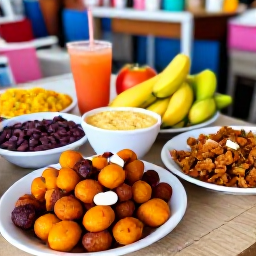 Caribbean Holidays, Cheap Puerto Rico, Local Puerto Rican food served at a casual open-air market, including mofongo, rice, beans and fresh fruit