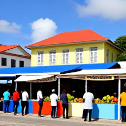 Caribbean Holidays, Cheap Saint Kitts Holidays, Colourful local market in Basseterre, Saint Kitts, with fresh fruit, friendly vendors and historic Caribbean buildings
