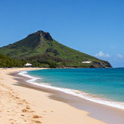 Caribbean Holidays, Cheap Saint Kitts Holidays, Panoramic view of golden beach, turquoise Caribbean sea and green volcanic hills on Saint Kitts