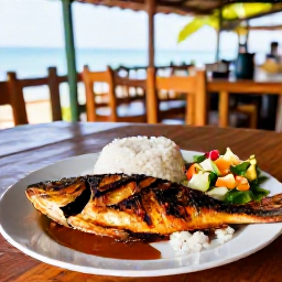 Caribbean Holidays, Cheap Saint Lucia, A simple local Saint Lucian restaurant serving fresh grilled fish, rice and salad in a relaxed open-air setting