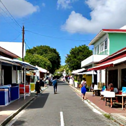 Caribbean Holidays, Cheap Saint Martin, A colourful Caribbean street in Philipsburg with small shops, local caf&eacute;s, and visitors exploring on foot