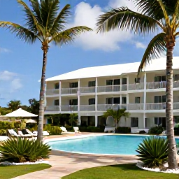 Caribbean Holidays, Cheap Saint Martin, A comfortable budget-friendly Caribbean hotel near a palm-lined beach on Saint Martin