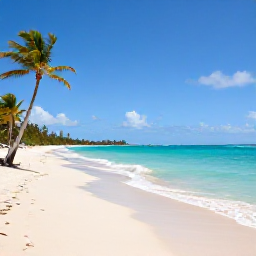 Caribbean Holidays, Cheap September Barbados, A sunny Barbados beach in September with turquoise sea, soft sand and a few palm trees