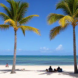 Caribbean Holidays, Cheap September Guadeloupe, A sunny Guadeloupe beach in September with palm trees, calm turquoise water and a few visitors enjoying the sand