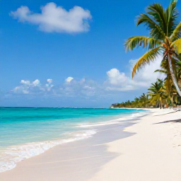 Caribbean Holidays, Cheap September Holidays, A relaxed Dominican Republic beach in September with turquoise water, palm trees and a quiet sandy shore