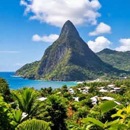 Caribbean Holidays, Cheap September Holidays, The Pitons rising above lush green rainforest and the Caribbean Sea near Soufri&egrave;re, Saint Lucia