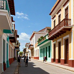 Caribbean Holidays, Cheap September Holidays, Visitors exploring colourful colonial streets and historic buildings in Santo Domingo, Dominican Republic, during a sunny day