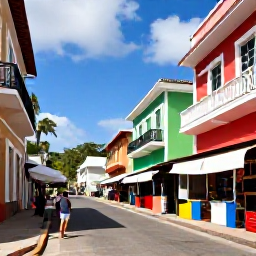 Caribbean Holidays, Cheap Solo Holidays, Colourful Caribbean town with a solo traveller exploring local streets, market stalls and colonial buildings