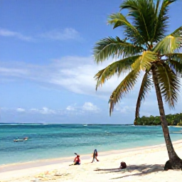 Caribbean Holidays, Cheap Trinidad Holidays, A relaxed Caribbean beach in Trinidad and Tobago with palm trees, turquoise water and a few local visitors