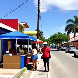 Caribbean Holidays, Cheap Trinidad Holidays, Colourful Port of Spain street with local food stalls, friendly people and tropical Caribbean atmosphere