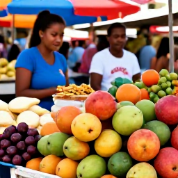 Caribbean Holidays, Cheap Trinidad Holidays, Local Trinidad market with colourful fruit, doubles, roti and other affordable Caribbean street food