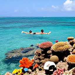 Caribbean Holidays, Cheap Trinidad Holidays, Travellers swimming and snorkelling in clear Tobago water beside a colourful coral reef and tropical fish