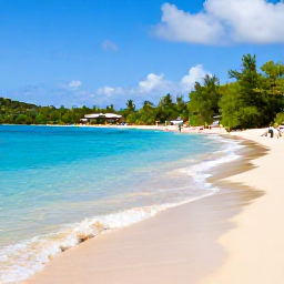 Caribbean Holidays, Cheap US Virgin Islands, Sunny budget-friendly beach scene on St Thomas in the US Virgin Islands, clear turquoise water, sandy shore and relaxed travellers