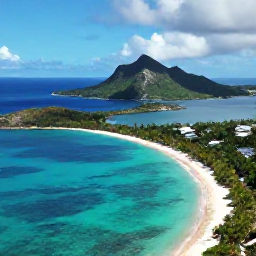 Caribbean Holidays, Cheap USVI Holidays, Aerial view of turquoise Caribbean water, sandy beaches and green islands in the United States Virgin Islands