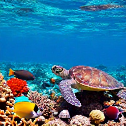 Caribbean Holidays, Coral Viewing, Colourful Caribbean coral reef with parrotfish, angelfish and sea turtles in clear blue water
