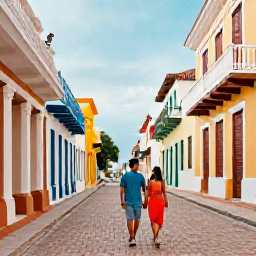 Caribbean Holidays, Couples Holidays, Couple exploring colourful colonial streets and historic buildings in Santo Domingo, Dominican Republic