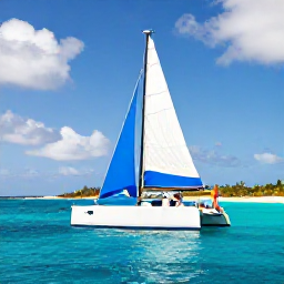 Caribbean Holidays, Couples Holidays, Couple sailing on a catamaran off the coast of Antigua, bright blue water, sails, snorkelling and tropical coastline