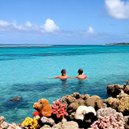 Caribbean Holidays, Couples Holidays, Couple snorkelling in calm turquoise water beside a colourful coral reef in the Grenadines