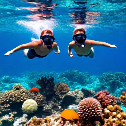 Caribbean Holidays, Couples Holidays, Couple snorkelling over colourful coral reef in clear Caribbean water near the Grenadines