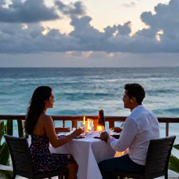 Caribbean Holidays, Couples Holidays, Romantic dinner for two on a candlelit terrace overlooking the Caribbean Sea in the Dominican Republic