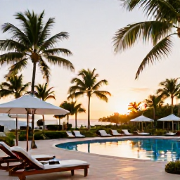 Caribbean Holidays, Cuba Adults Only, A relaxed adults-only resort in Cuba with palm trees, a swimming pool and sun loungers under a warm October sky