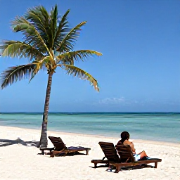 Caribbean Holidays, Cuba Adults Only, Adults enjoying a quiet Cuban beach with loungers, palm trees and calm turquoise sea under bright November sunshine