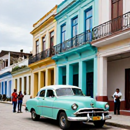 Caribbean Holidays, Cuba Adults Only, Couple exploring a colourful Cuban town with vintage cars, colonial buildings and musicians playing in the street