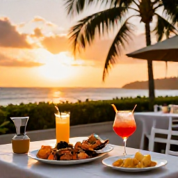 Caribbean Holidays, Cuba Adults Only, Elegant adults-only Cuban resort restaurant serving fresh seafood and colourful cocktails at sunset