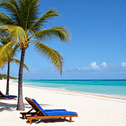 Caribbean Holidays, Cuba Adults Only March, Sunny adults-only resort beside a turquoise Cuban beach in March, with palm trees and comfortable sun loungers