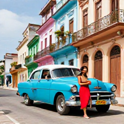 Caribbean Holidays, Cuba Adults Only May, Couple enjoying a colourful Cuban street with classic American cars and colonial buildings in Havana