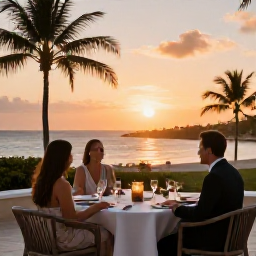 Caribbean Holidays, Cuba Adults Only May, Elegant adults-only resort dinner overlooking a tropical Cuban sunset