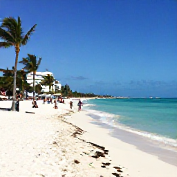 Caribbean Holidays, Cuba Adults Only, Wide white-sand beach in Varadero, Cuba, with clear turquoise water, palm trees and visitors enjoying a warm August afternoon